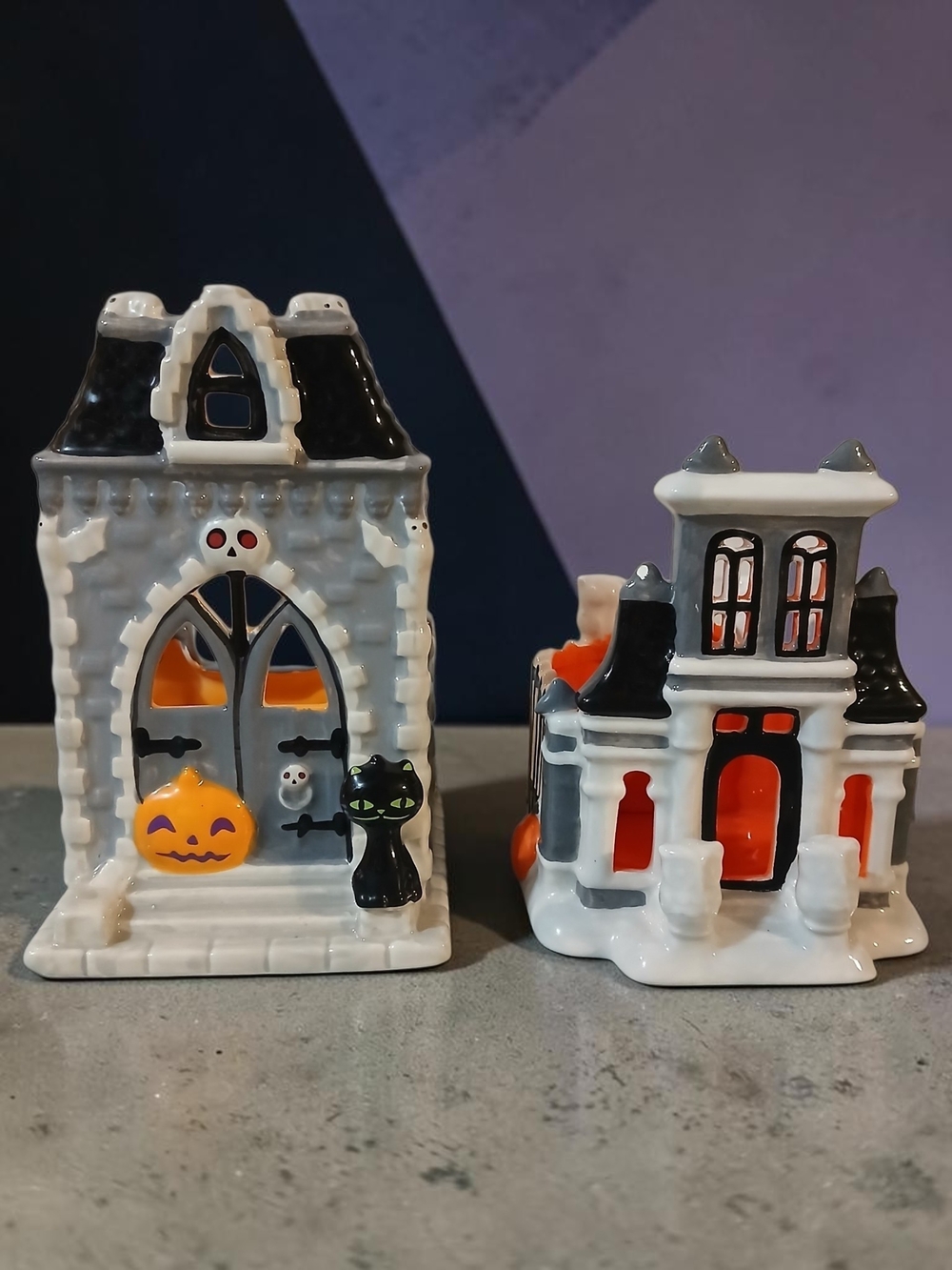 Halloween Ceramic Haunted House Hand Soap Set in White and Black